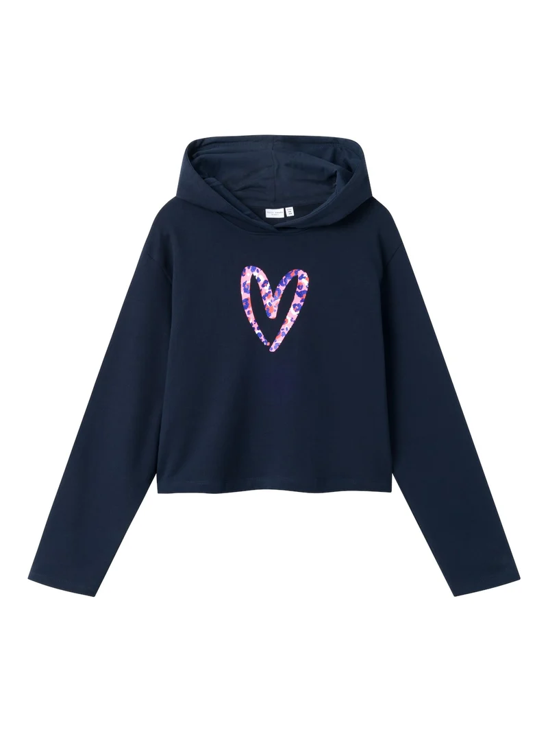 name it-NKFVIALA LS SHORT BOXY SWEAT WH BRU N1-Dark Sapphire