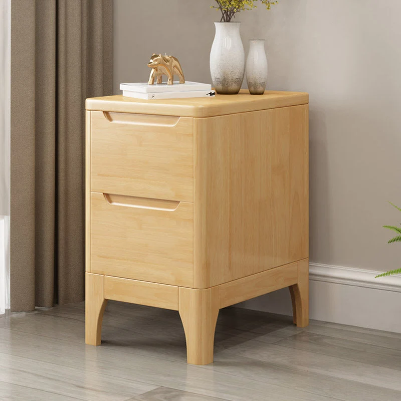 Modern Accent Table Nightstand Solid Wood Nightstand with Drawers