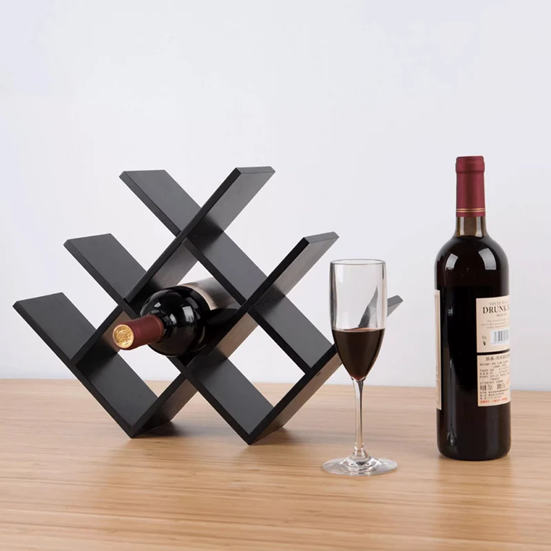 Minimalist Bamboo W-Shape 8-Bottle Wine Rack - Countertop Display Rack For Kitchen