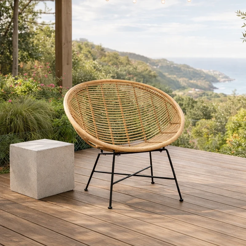Circular Wrap-Around Rattan Chair - Ergonomic Comfort Hand-Woven & Breathable Chair For Garden