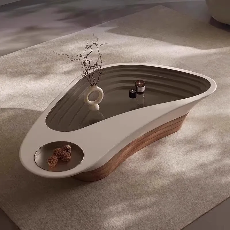 Modern Luxury Unique-Shaped Plywood Glass Stainless Steel Coffee Table For Living Room