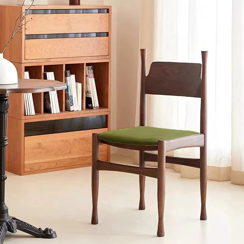 Contemporary Retro Square Velvet Rubberwood Dining Chair Backrest Armless For Dining Room & Kitchen