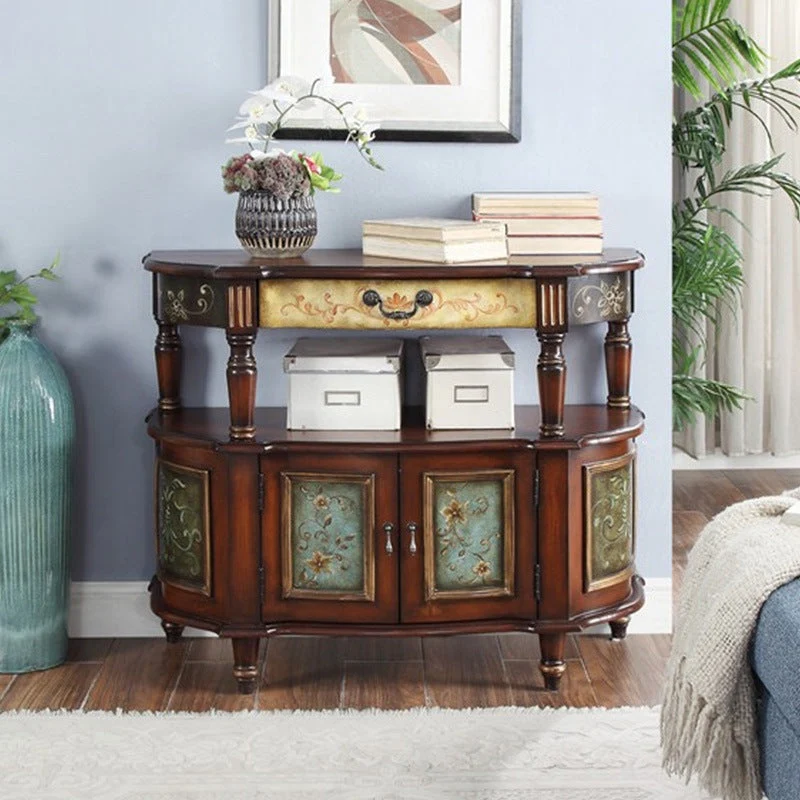 Mid Century Modern Wooden Console Table Half Moon Console Sofa Table for Hall