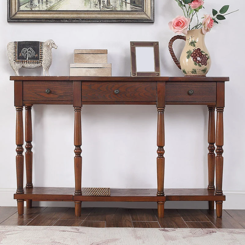 Mid Century Modern Wood Console Table Drawers Included Console Sofa Table for Hall