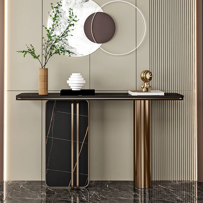 Modern Accent Table Marble Console Table with 1 Shelf for Hall , 33.46 Inch Tall