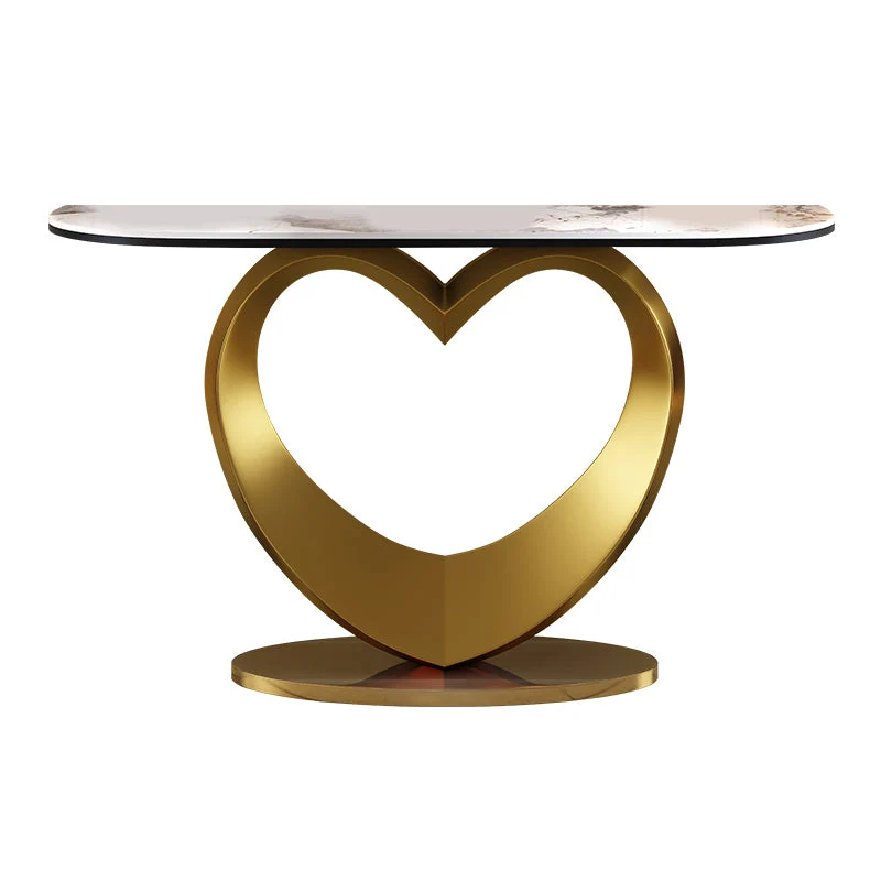 Glam Style Console Table Slate Half Moon Console Table for Hall , 14 Inch Wide