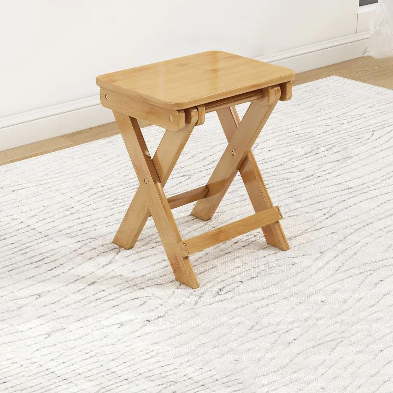Modern Minimalist Rectangular Bamboo Footstool Foldable For Living Room