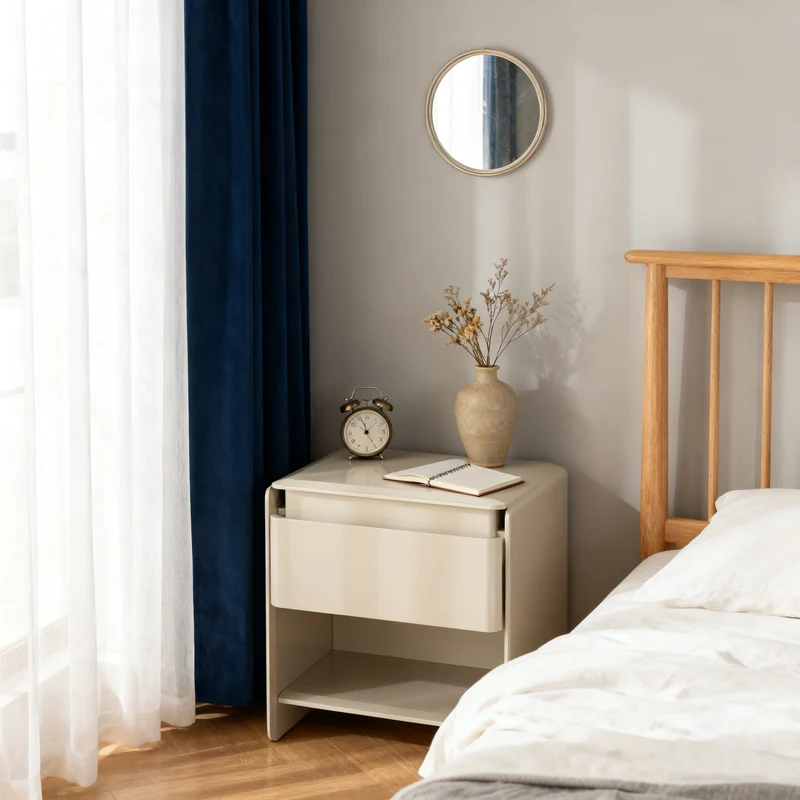 Modern Minimalist Nightstand - Wireless Charging & Easy-Clean Baking Paint Bedside Table -Drawer For Bedroom