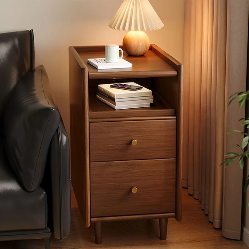 Modern Minimalist Rectangular Pine Wood Nightstand 2-Drawer For Bedroom