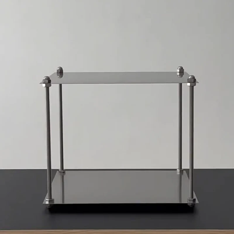 Modern Minimalist Square Stainless Steel Stackable Display Rack 2-Tier For Living Room