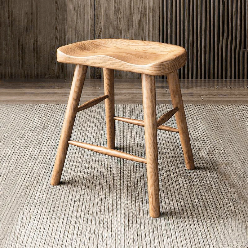 Contemporary Nordic North American Ash Wood Saddle Seat Dining Chair - Curved Wooden Chairs For Dining Room & Kitchen