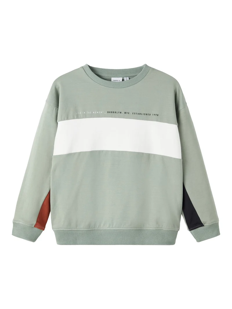 name it - NKMOMOL LS BOXY SWEAT BRU - Iceberg Green