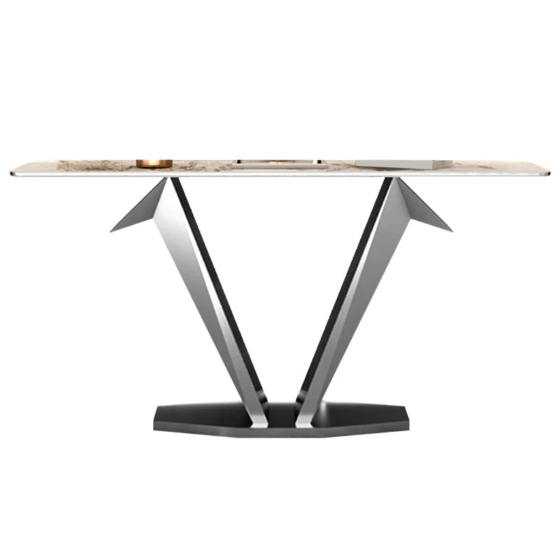 Contemporary Rectangle Console Table Stone Console Sofa Table for Hall