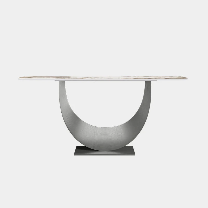 Glam Stone Console Table Stainless Steel Console Sofa Table for Hall