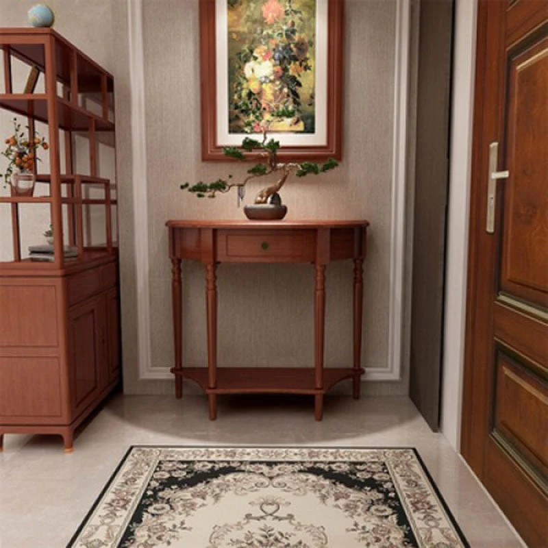 Mid Century Modern Accent Table Half Moon Wooden Console Table