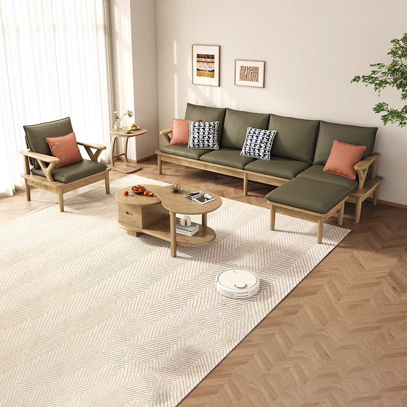 Traditional North American Ash Wood Sofa - Soft High-Resilience Cushions Accent Chair For Living Room