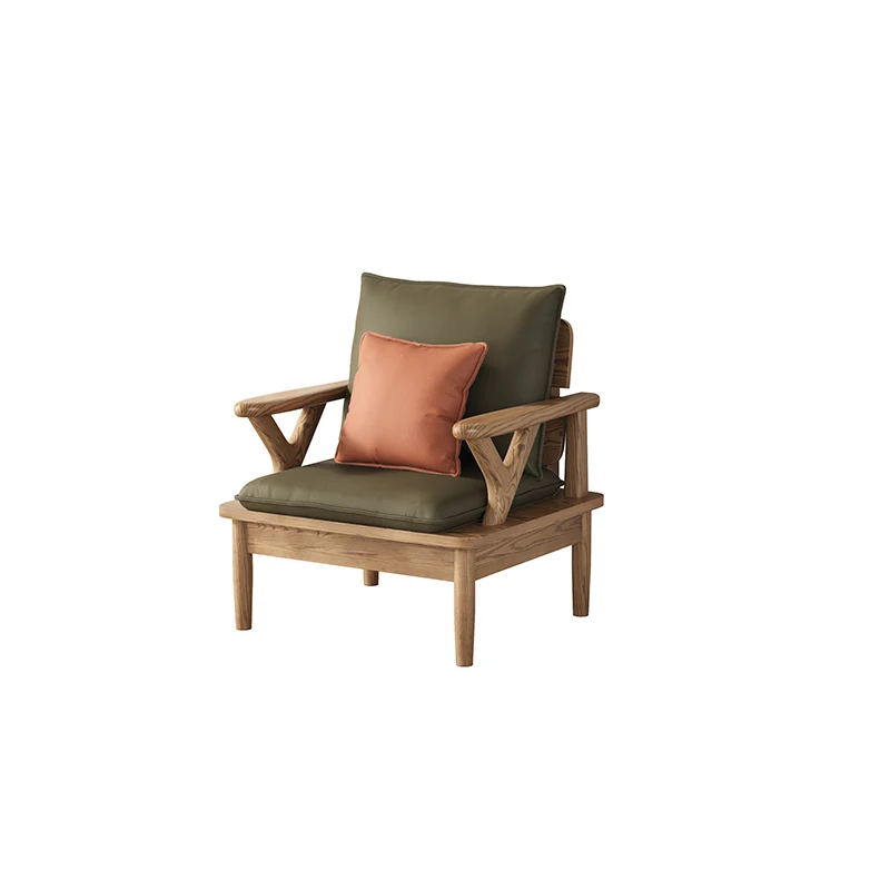 Traditional North American Ash Wood Sofa - Soft High-Resilience Cushions Accent Chair For Living Room