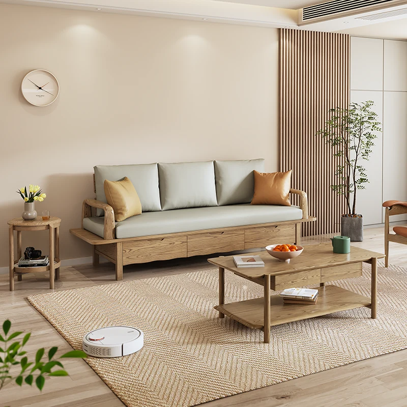 Traditional Sectional Sofa With Hidden Storage - North American Ash Wood Accent Chair For Living Room