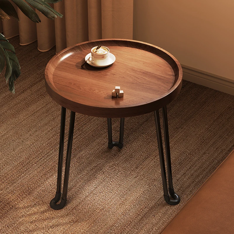Modern Minimalist Round MDF Iron Flower-Shaped Foldable Side Table For Living Room And Bedroom