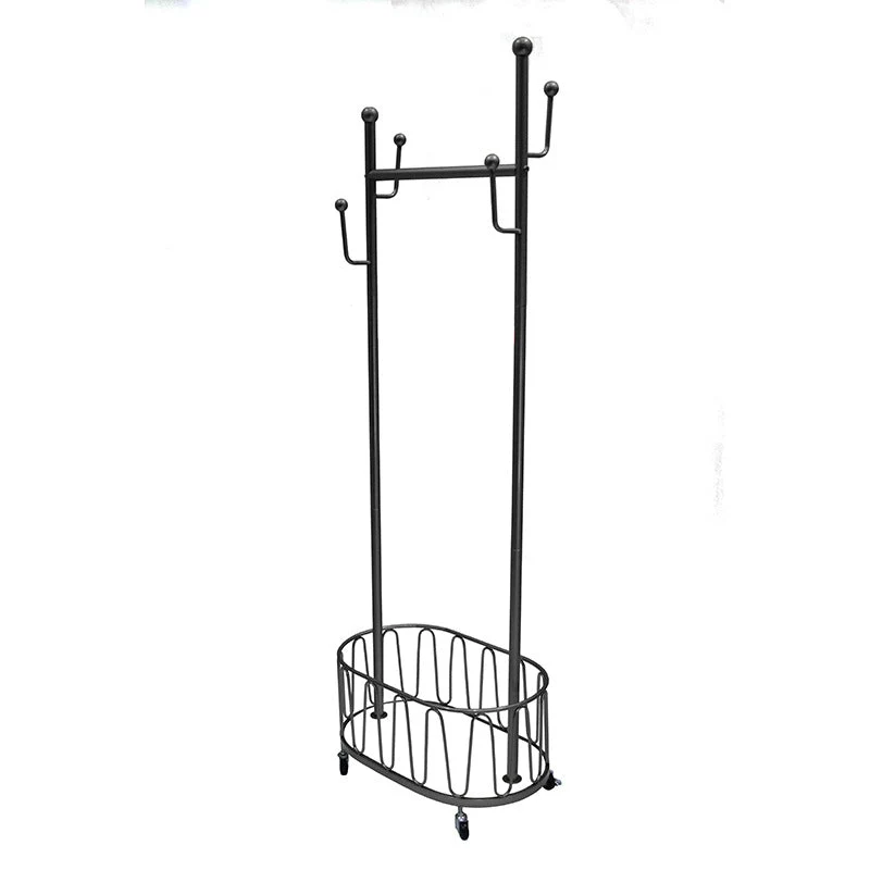 Luxurious Clothes Hanger Free Standing Storage Basket Coat Rack with Castors