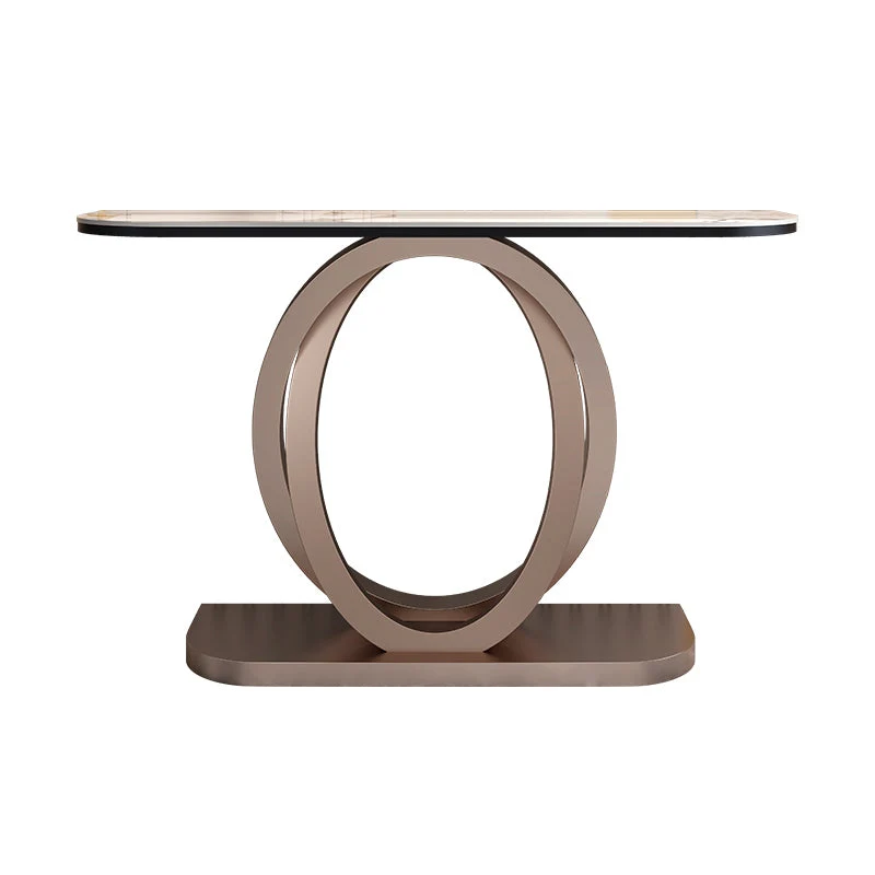 Contemporary Console Table Stone Half Moon Accent Table , 13.78" W