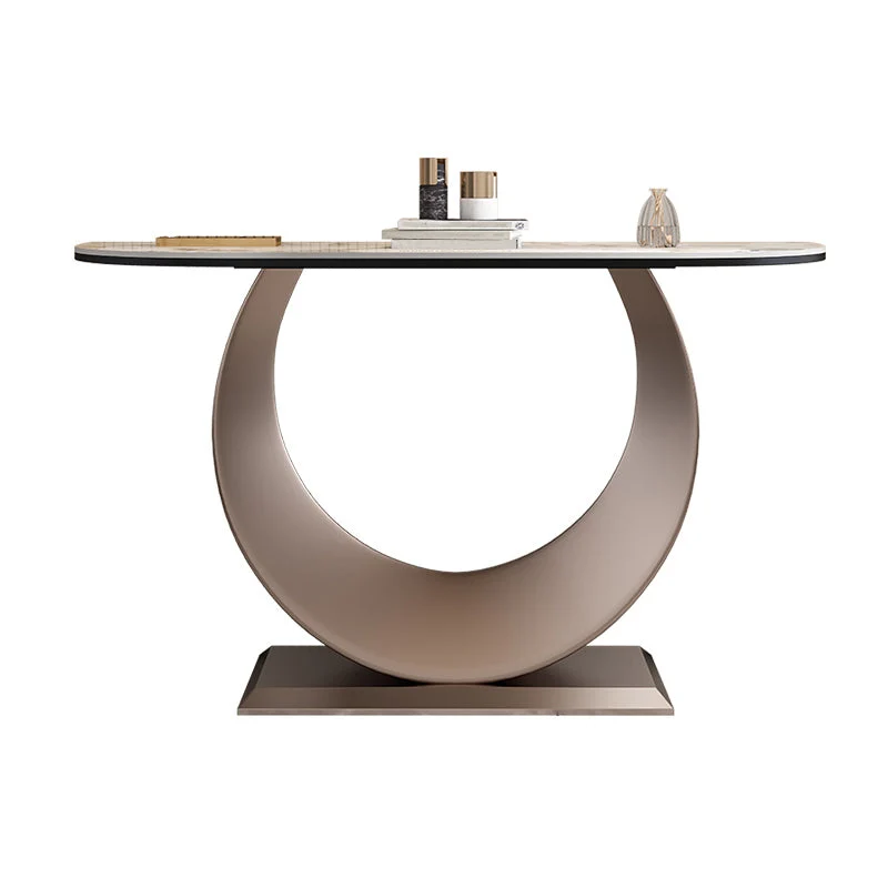 Contemporary Console Table Stone Half Moon End Table , 33.46" Tall