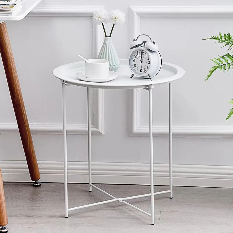 Modern Minimalist Carbon Steel Round Side Table 1 Tier For Living Room And Bedroom