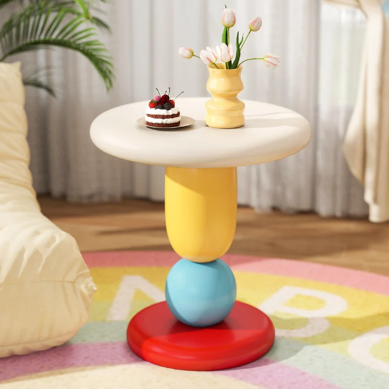 Contemporary Creative Resin Round Nightstand With 1-Tier For Living Room & Bedroom