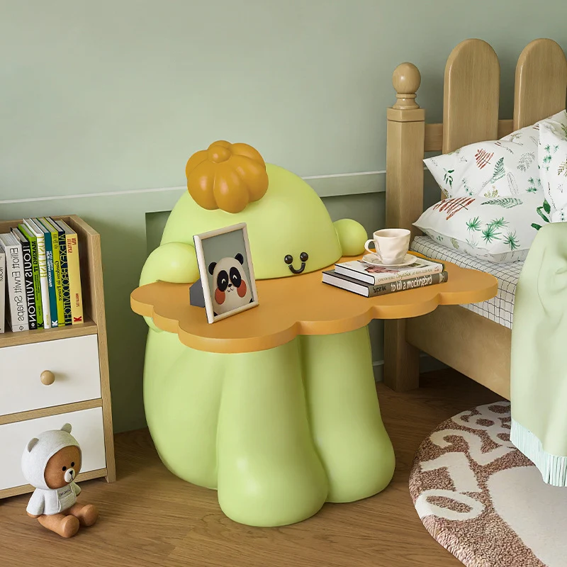 Contemporary Creative MDF Resin Cactus Shape Nightstand 1-Tier For Living Room & Bedroom
