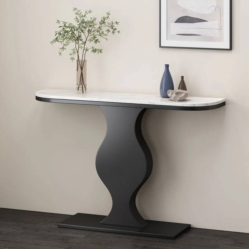 12 Inch Wide Glam Accent Table Half Moon Metal Console Table