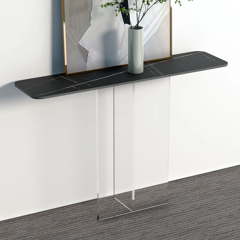 Rectangle Shape Contemporary Console Table Gold/Black Stone Console Sofa Table