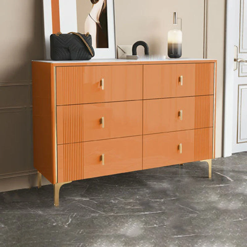 Glam Double Dresser Stone Horizontal Storage Chest Dresser for Bedroom