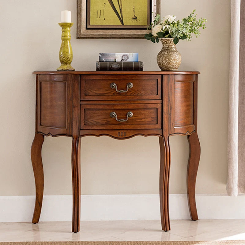 Wooden Console Table Mid Century Modern 14 Inch Wide Accent Table