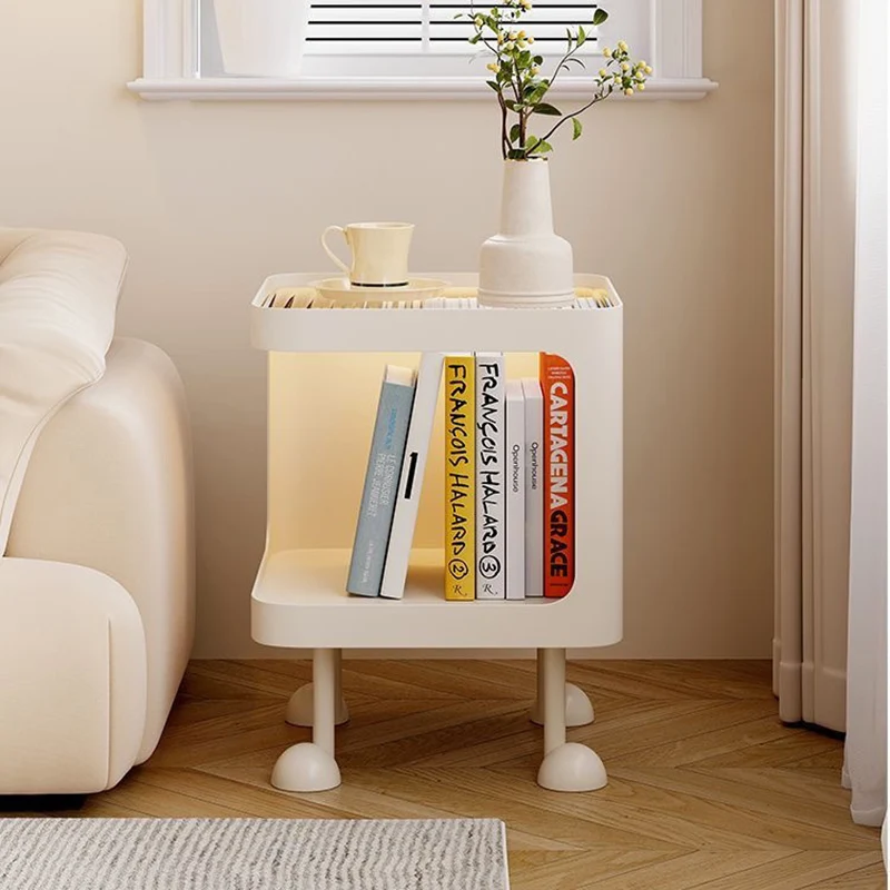 Contemporary Scandinavian Glass Square Nightstand Carbon Steel Frame 2-Tier Side Table For Living Room & Bedroom