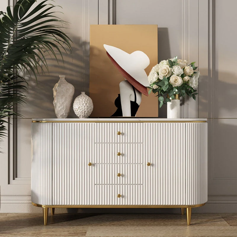 Glam Horizontal Combo Dresser White/Gray Dresser with Storage for Home