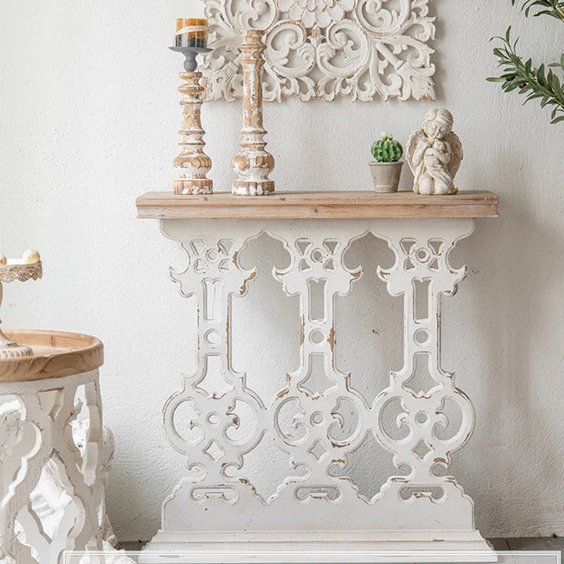 Rectangle French Country Console Table White Wood Sofa Table