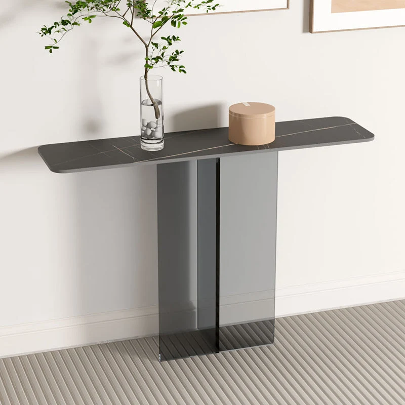 Rectangle Shape Contemporary Console Table Black/White Stone Console Sofa Table