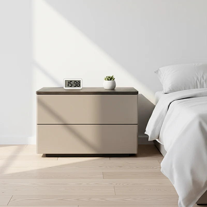 Eco-Conscious Bedside Table - Sleek Minimalist Style Durable & Easy-Care Nightstand 2-Drawer For Bedroom