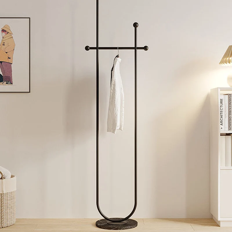 Modern Minimalist Round U-Shaped Wrought Iron Stone Slab Hall Tree 1-Storage For Bedroom
