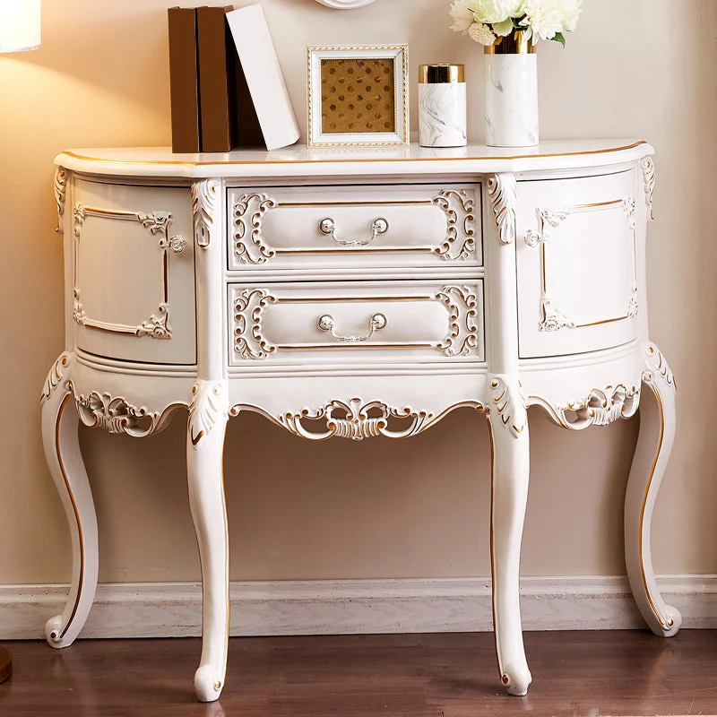 Free Form Shape Contemporary Console Table White Wood Console Sofa Table