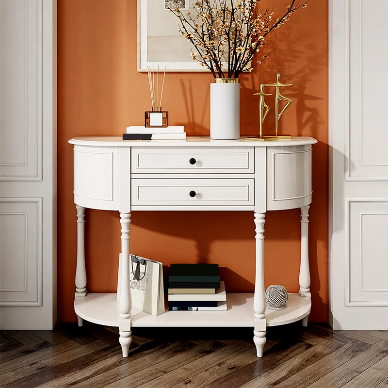 Mid Century Modern Wood Console Table Half Moon End Table for Hall