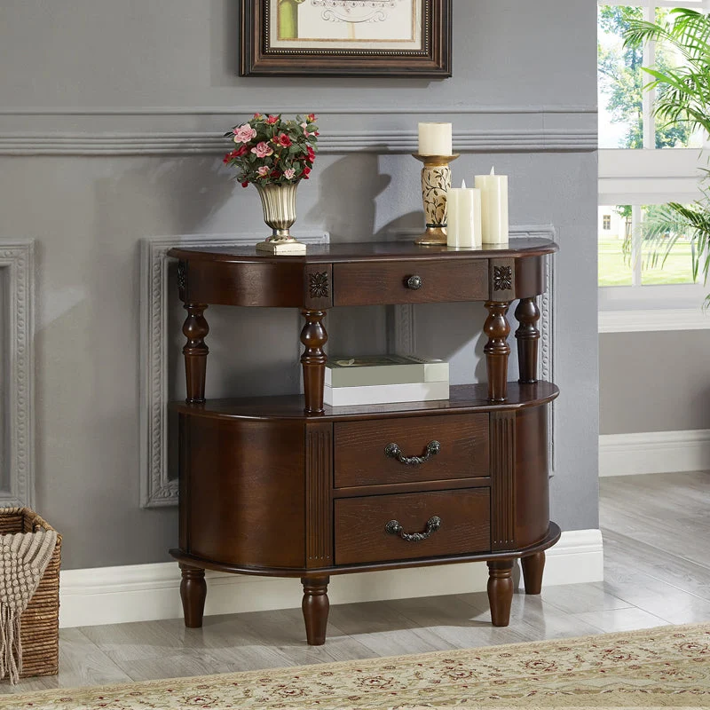 Mid Century Modern Wood Console Table Half Moon Console Accent Table for Hall