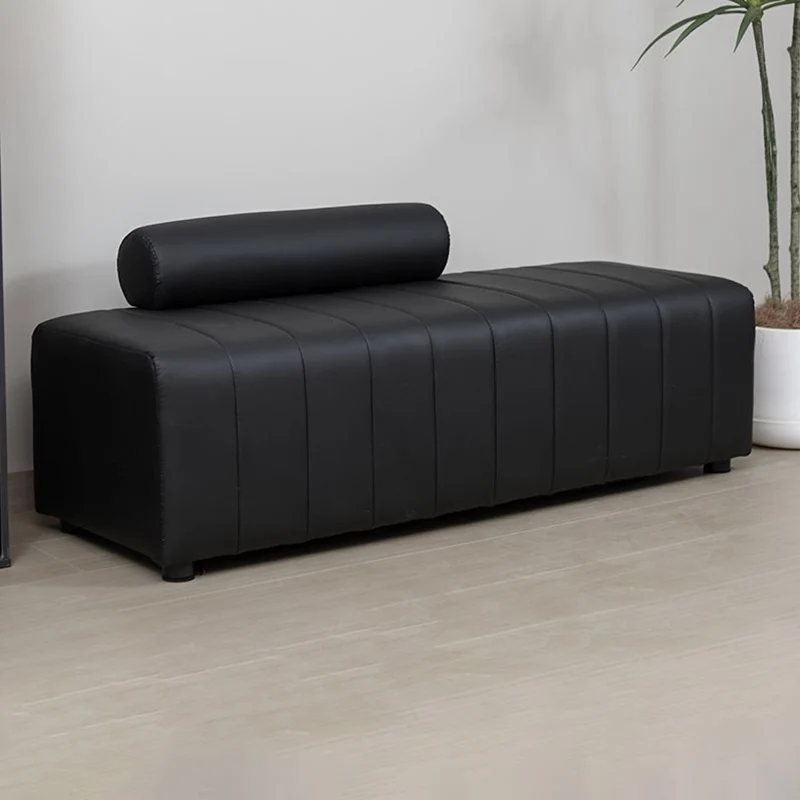 Contemporary Scandinavian Rectangular Cat Scratching Leather Faux Suede Fleece Solid Wood Sponge Plush Cotton Bench Backrest Armless For Entryway