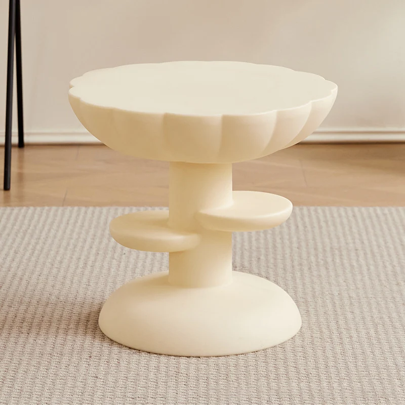 Modern Minimalist Round PE Plastic Flower Coffee Table 3-Tier For Living Room