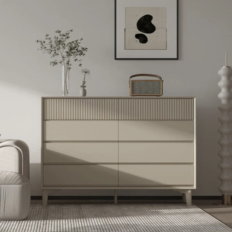 Contemporary Horizontal Double Dresser Wood Storage Dresser for Home