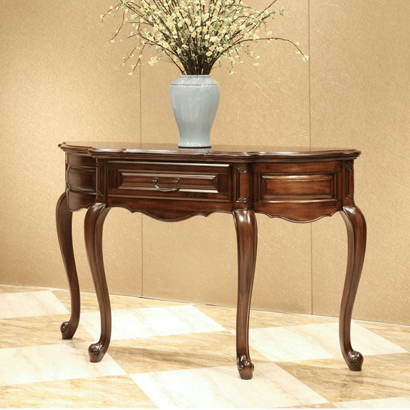 Free Form Shape Contemporary Console Table Brown Console Sofa Table for Hall