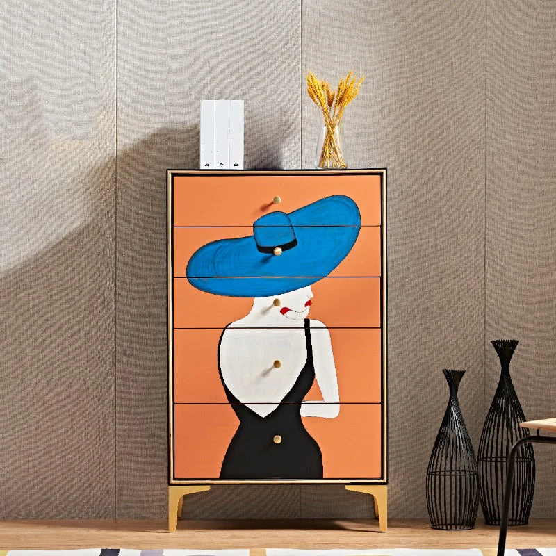Modernism Horizontal Double Dresser Wood Storage Lingerie Chest for Home