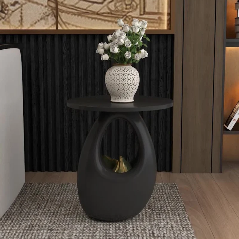 Contemporary Creative Round Eco-Friendly Resin Triamine Board Side Table For Living Room