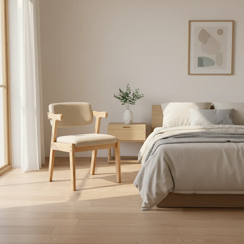 Traditional Chinese Rounded Rectangular Corner Design Solid Wood Solid Wood Plywood Desk & Chair Set For Bedroom