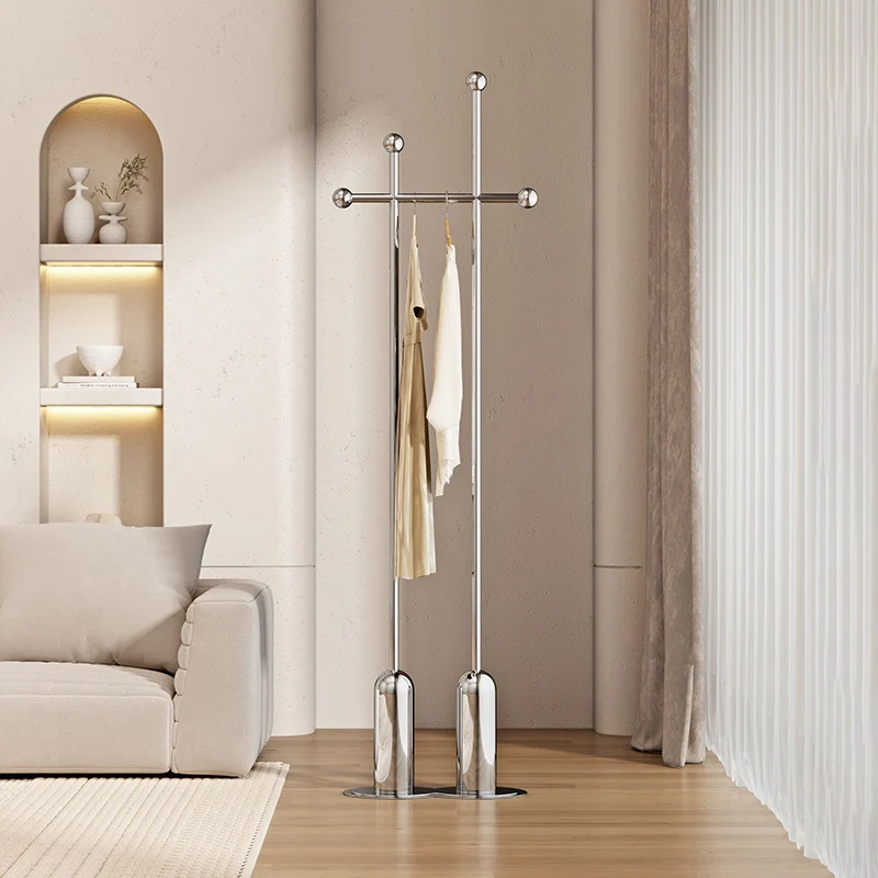 Contemporary Luxury Rectangular Stainless Steel Mirror-Fin Silver Hall Tree For Bedroom & Entryways
